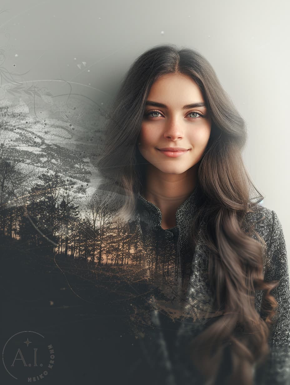 AI generated: a young women with long hair --ar 3:4 --style raw --sref 2178878984 --sw 1000 --stylize 750