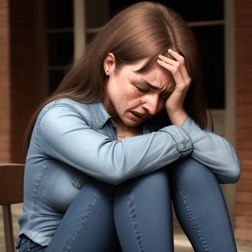 AI generated: a woman wearing jeans and crying in tears face