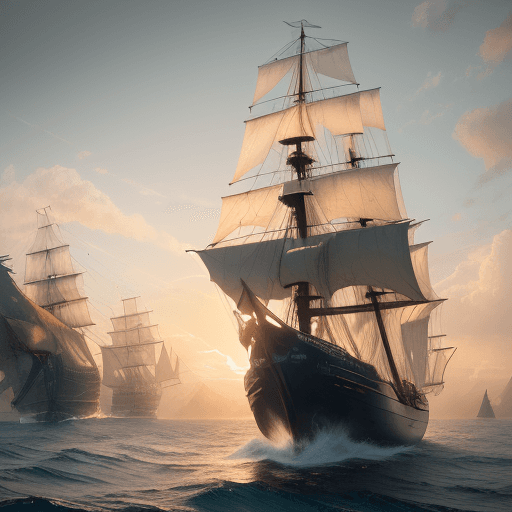 AI generated: Photo of a ultra realistic sailing ship, dramatic light, pale sunrise, cinematic lighting, battered,...
