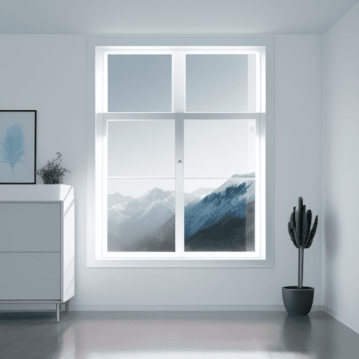 AI generated: clean blue tinted aesthetic window with white background in landscape size