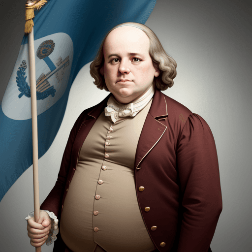 AI generated: javier milei, fat, 55 years old as benjamin franklin, 
hiperealistic with the argentinian flag 