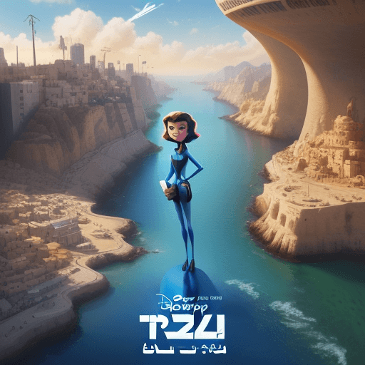 AI generated: 4K poster for a Pixar and Disney animated film called "Photoshop", released in 2024, about Israel, g...