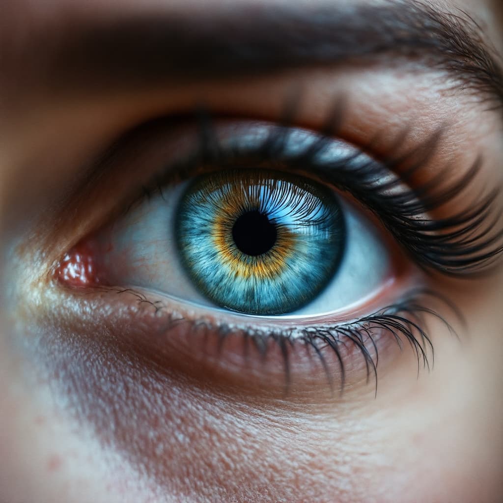 AI generated: Create a macro image of an eye looking forward

