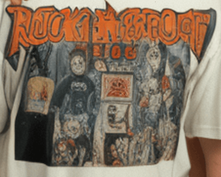 AI generated: abstract vintage design of figures in the night with the words "rock n roll" written at the top