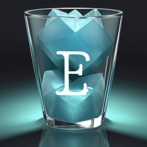 AI generated: 3d logo, blue ice letters G.P. inside a green glass