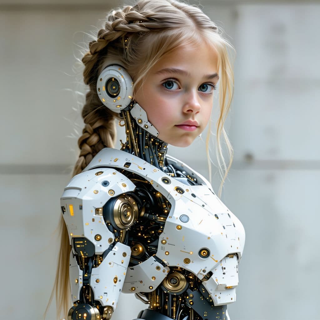 AI generated: exceptionally beautiful tween girl, (futuristic),(masterpiece), (realistic), (perfect anatomy), (Ful...