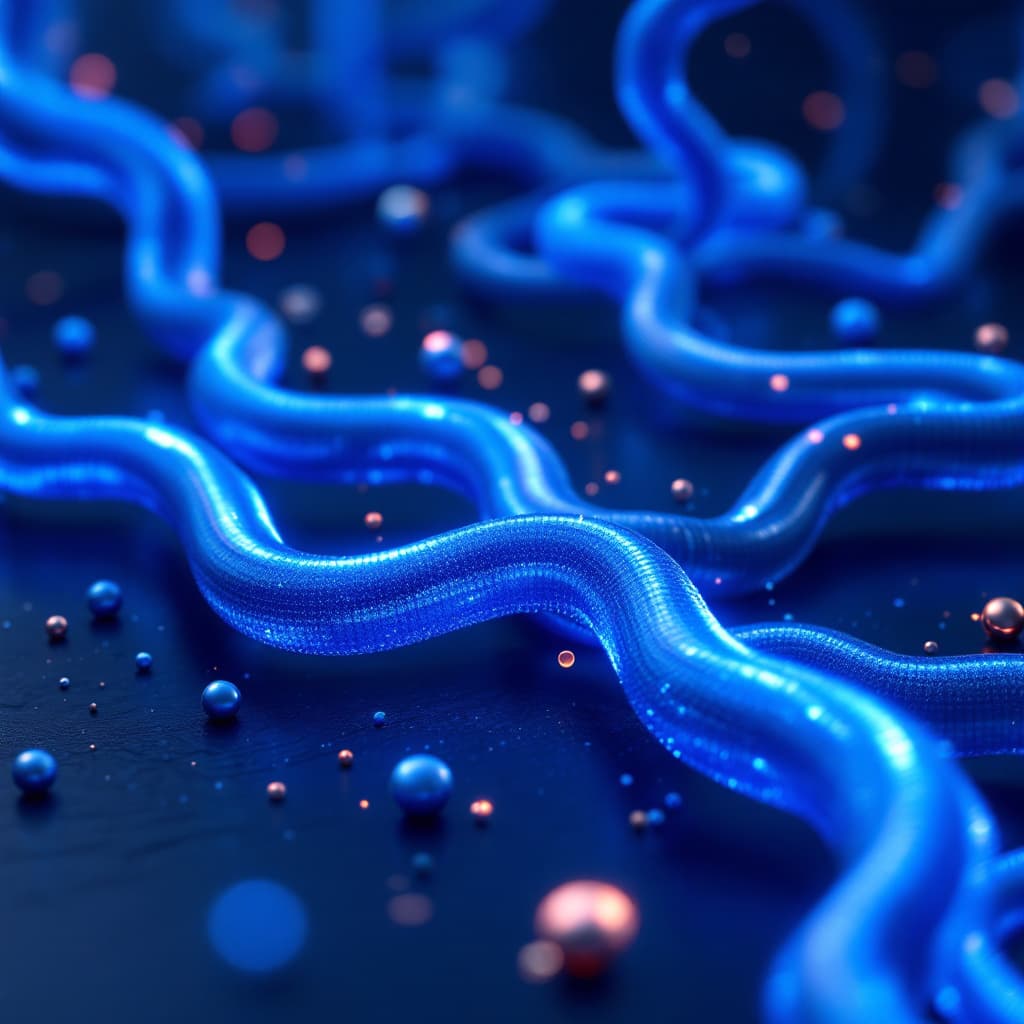 AI generated: fondo a partir de mangueras de neón entrelazados en un color azul brillante, vista frontal, sobre un...