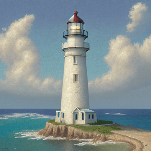 AI generated: pixel art! A blend of Impressionist painting and digital pixel art, capturing a serene coastal scene...