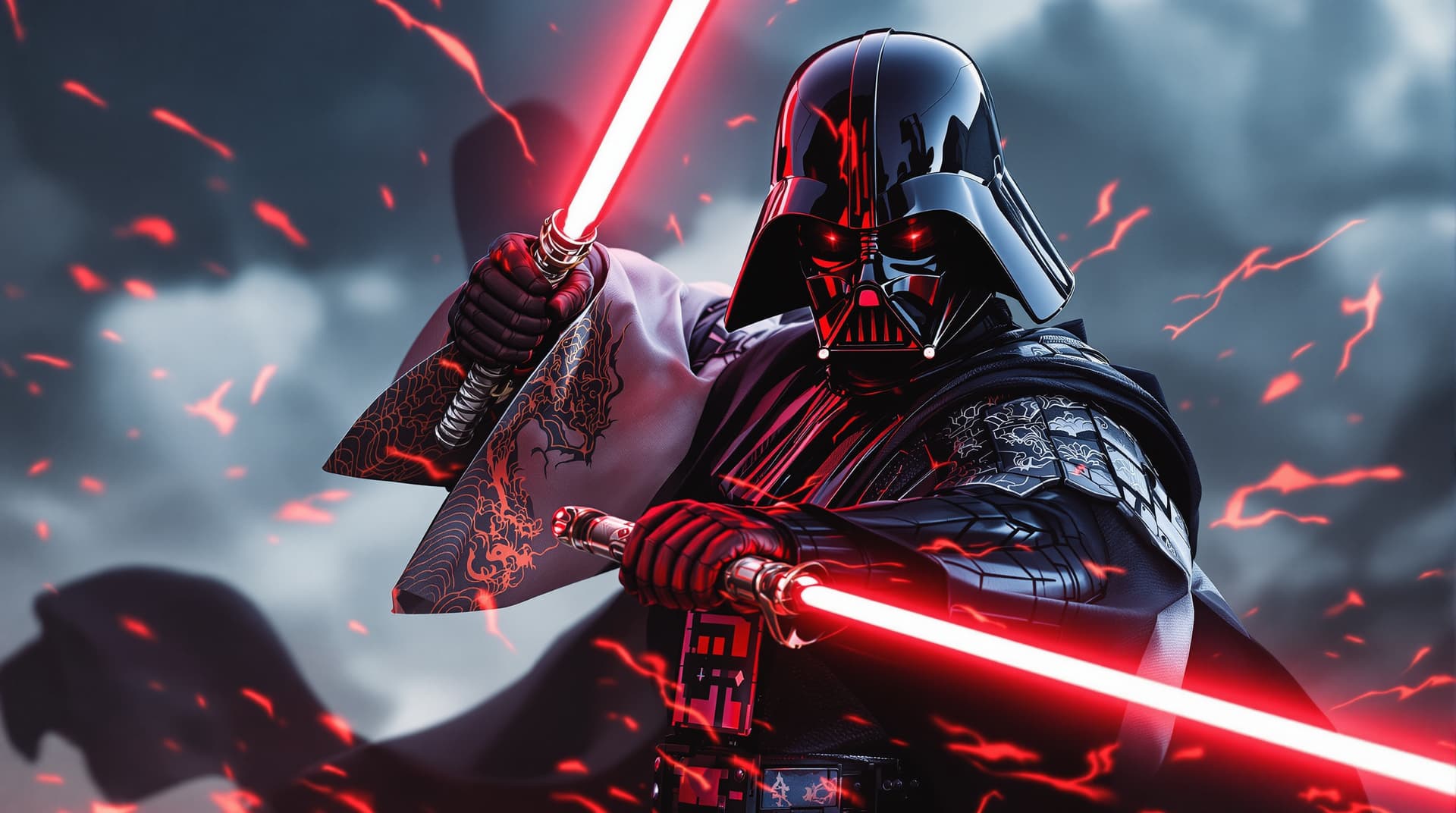 AI generated: image is a high-resolution,spectacular   Star Wars perfect cinematic portrait with a Japanese feudal...