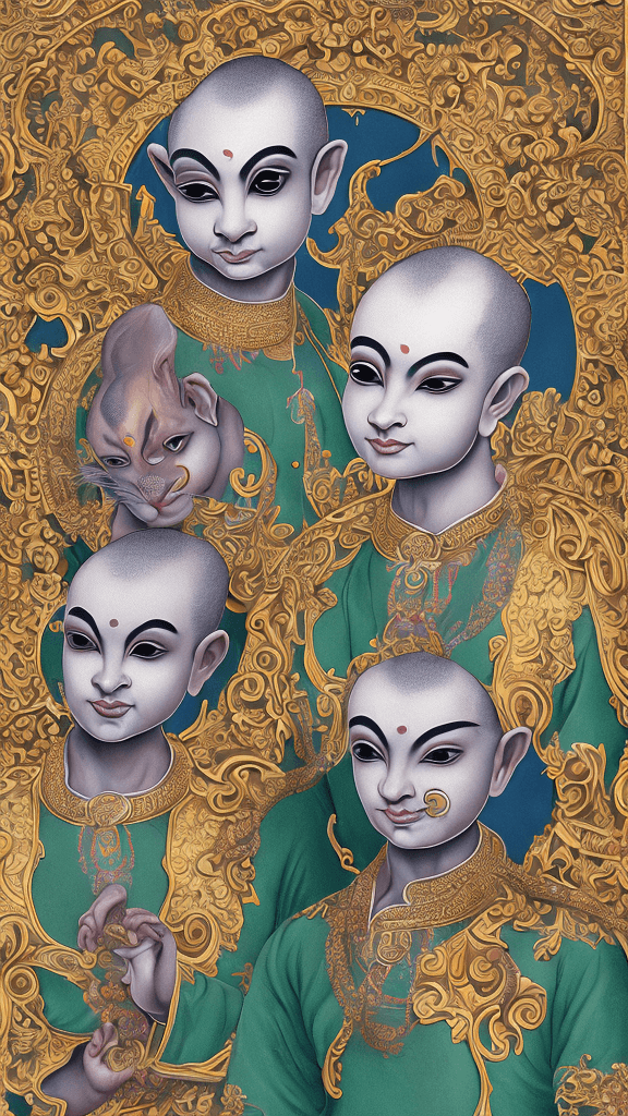 AI generated: siamese_bhudda-twins, bizarre