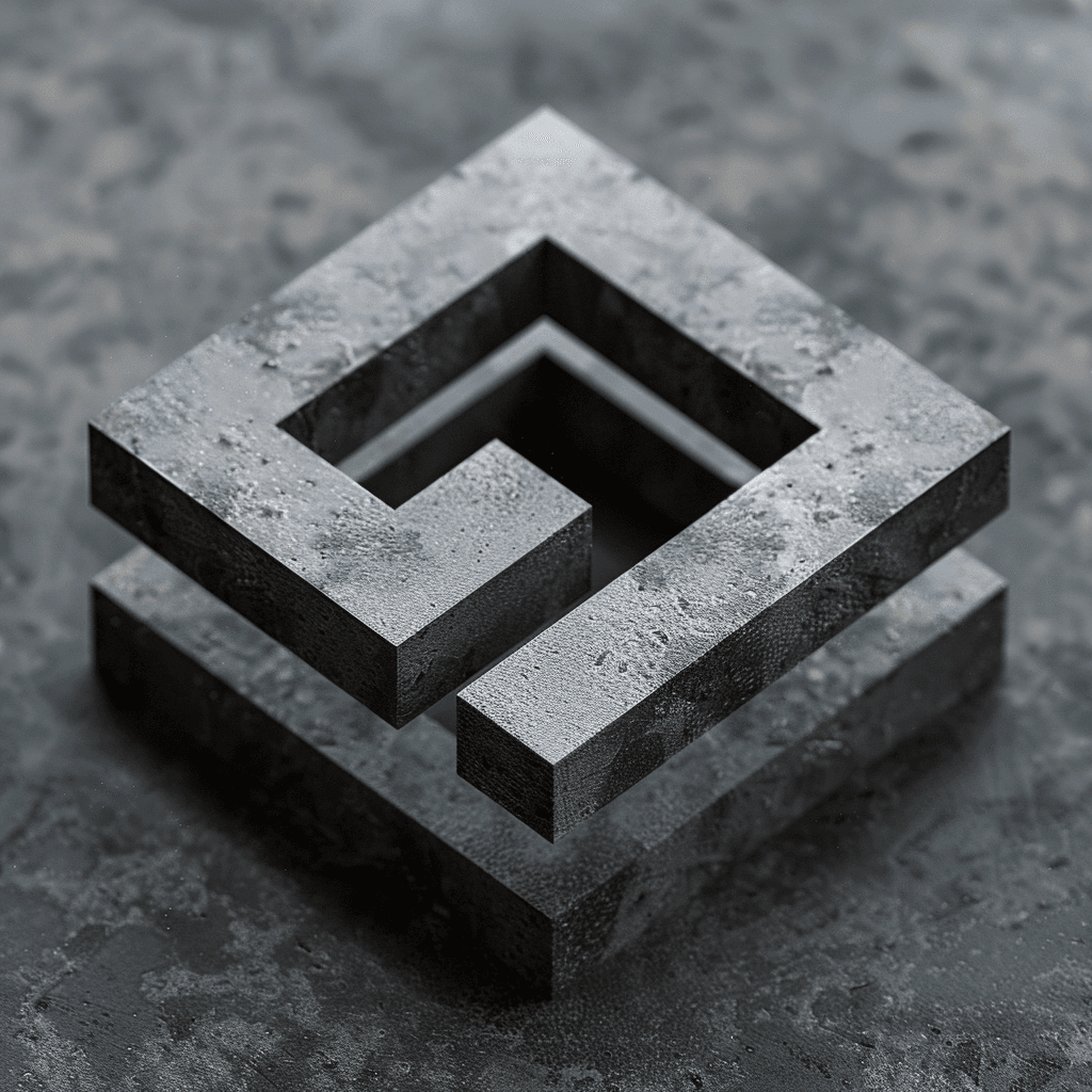 AI generated: square logo made out of concreate