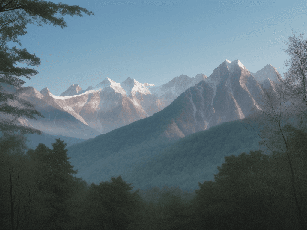 AI generated: mountains with trees background), (dynamic angle) gilbhi studio