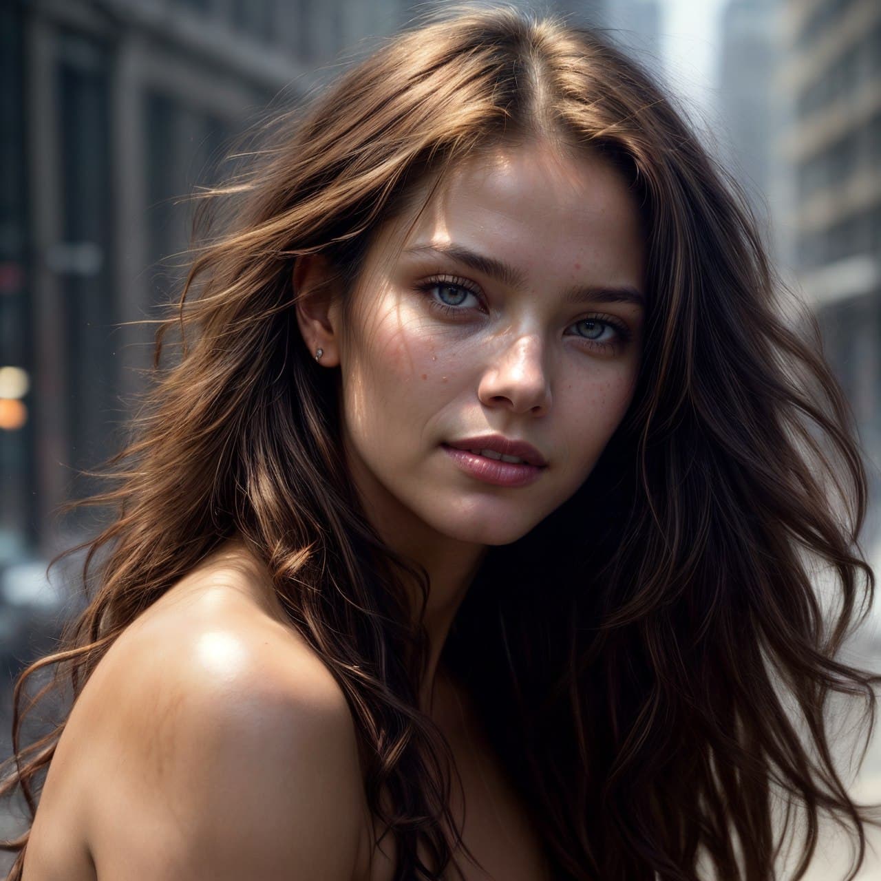 AI generated: epic realistic, redshift style Beautiful naughty/smile/shy/passionate angry; black, muscular, young ...