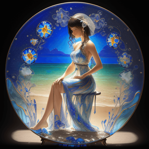AI generated:  A beautiful  stunning  woman silhouette Portrait, Glass art,Venetian (Murano glass), millefiori gla...
