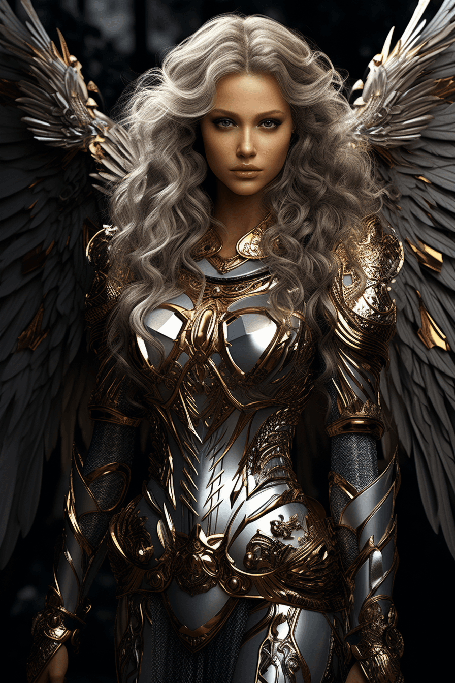 AI generated: (RAW Photo), Stunning portrait of the beautiful Queen of the Cosmos, with suntan skin, sitting on an...