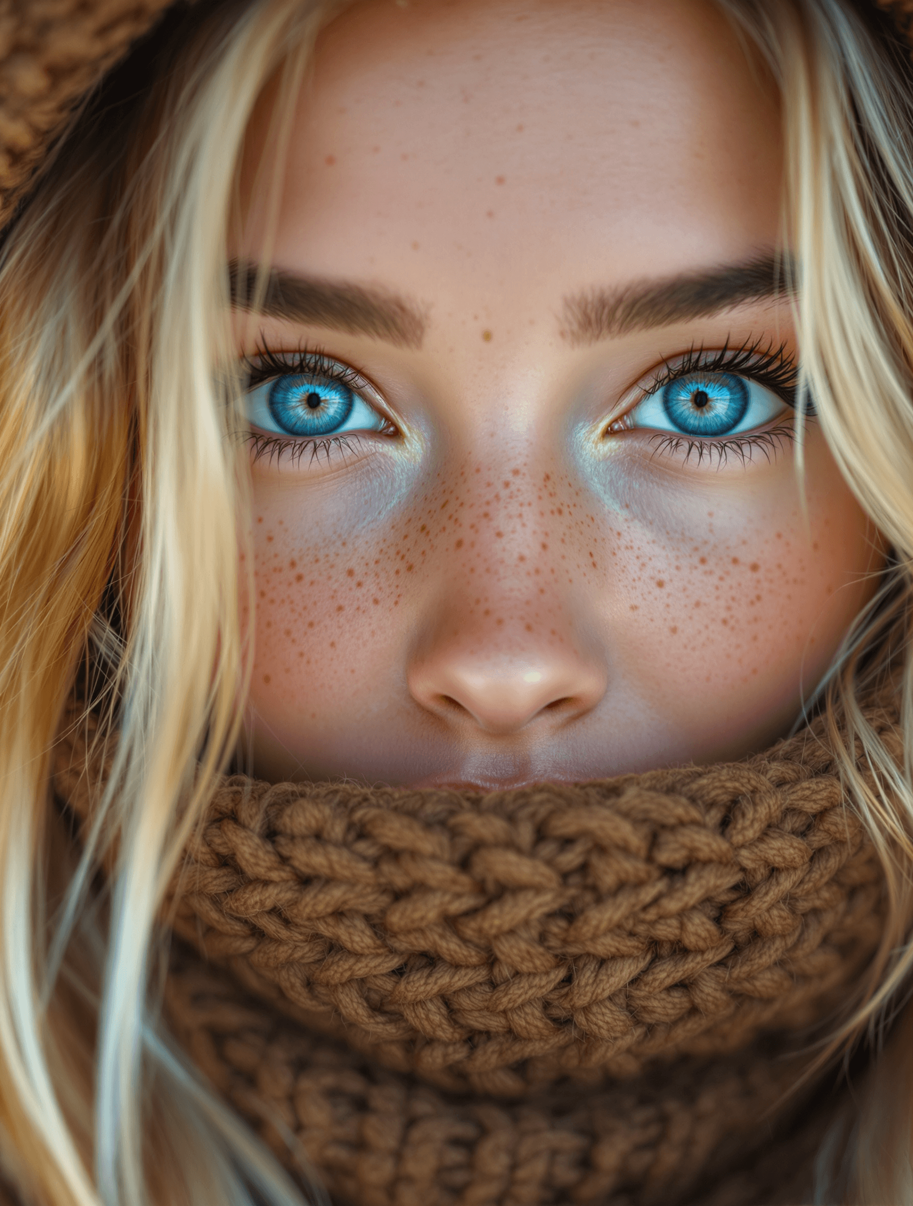 AI generated: A hyper-realistic macro close-up portrait of a young woman radiating natural beauty and quiet warmth...