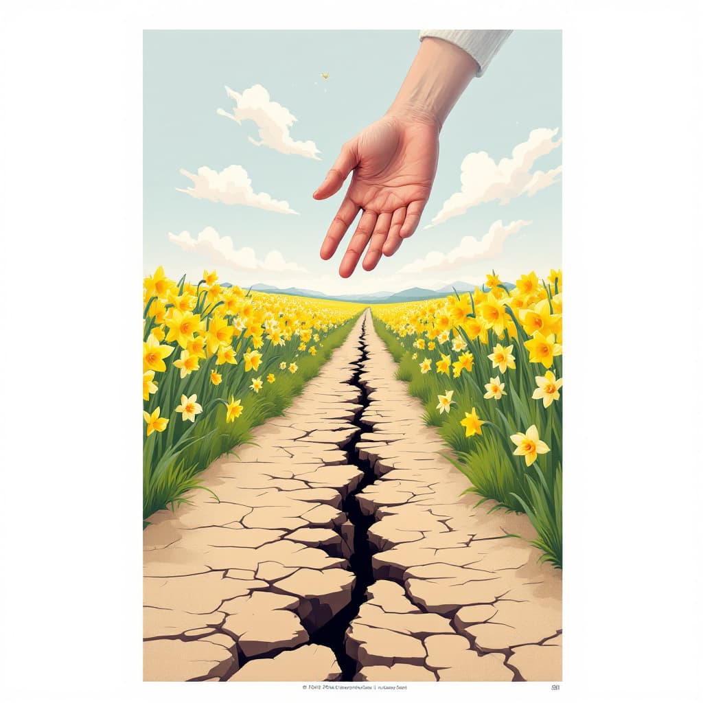 AI generated: Jasne, oto tłumaczenie:

"Design a visually striking poster with a cracked and worn road as its cent...