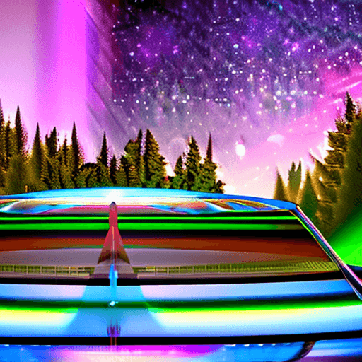 AI generated: 3d render, disco ufo, aurora in background, hyper realistic