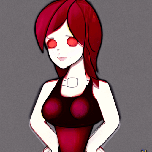 AI generated: High quality, bedroom, no windows, red glow, big bed, black bed sheets, 1 girl, red hair, red eyes, ...
