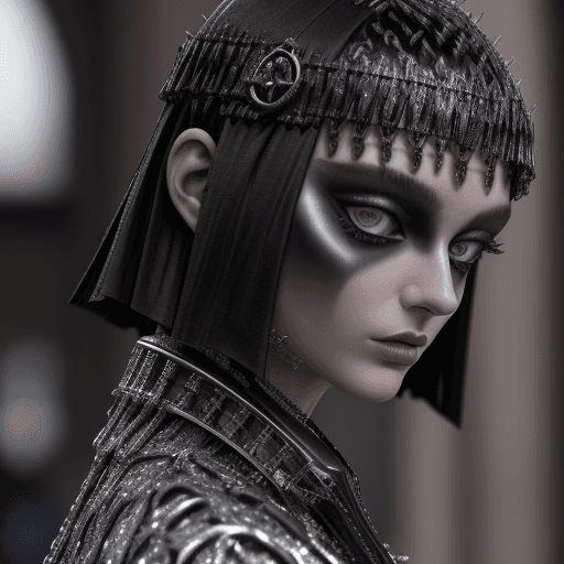 AI generated: paris fashion week in 2019, in the style of made of liquid metal, interlacing artifacts, schizocore,...
