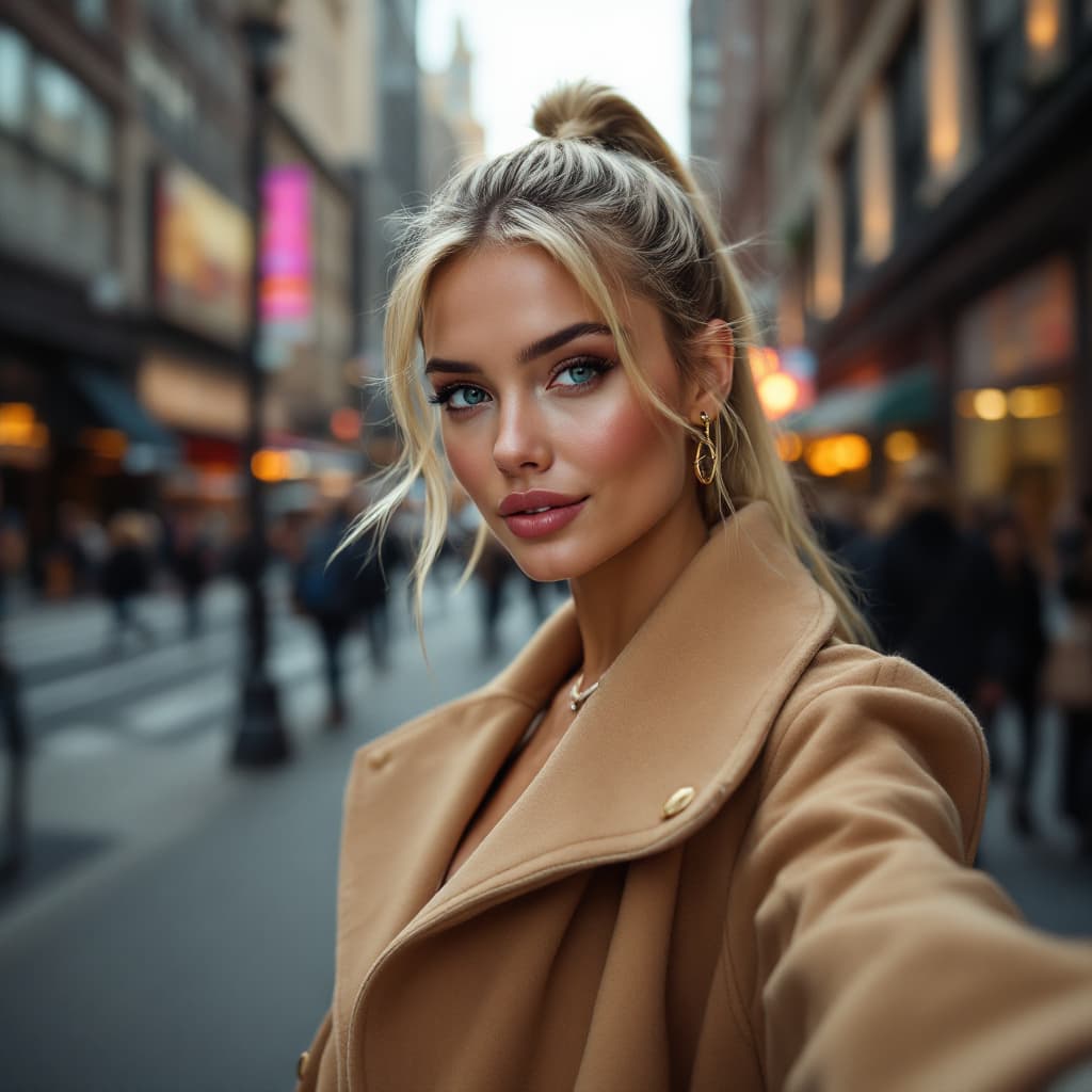AI generated: Embark on a dynamic and fashionable journey as our supermodel, donned with a stylish blonde ponytail...