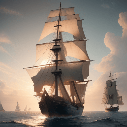 AI generated: Photo of a ultra realistic sailing ship, dramatic light, pale sunrise, cinematic lighting, battered,...