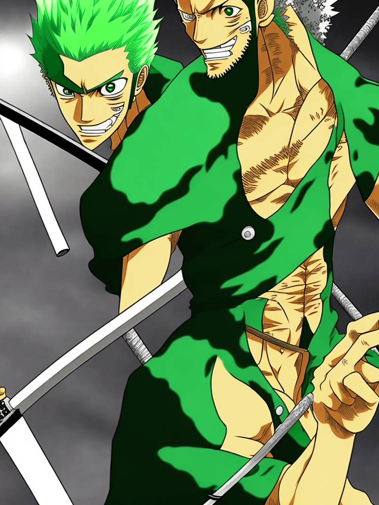 AI generated: If Roronoa Zoro born in demon slayer universe, what is he looked 