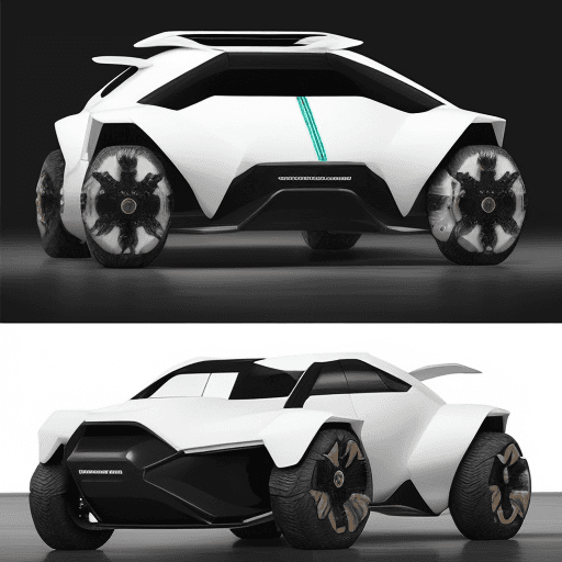 AI generated: 
La imagen muestra un prototipo de vehículo futurista con un diseño aerodinámico y minimalista. Su c...