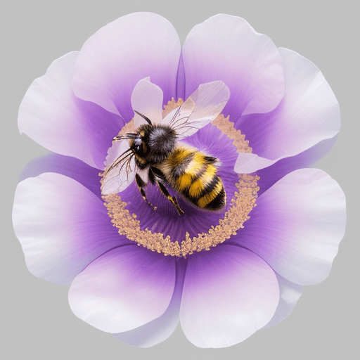 AI generated: The image showcases a beautifully detailed illustration of a bumblebee perched on a flower, likely a...