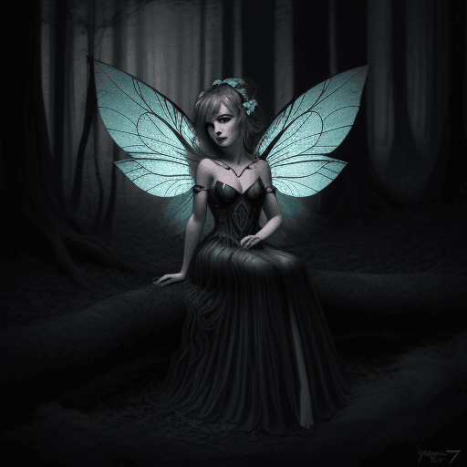 AI generated: woodland fairy in Noir Avant Guard --stylize 700