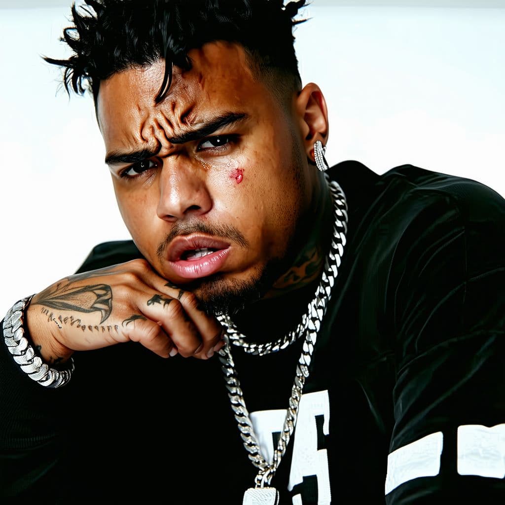 AI generated: Kevin gates pounding the pussy hard,  rough,  sex with Kylie Jenner,  he looks aggressive,  she look...