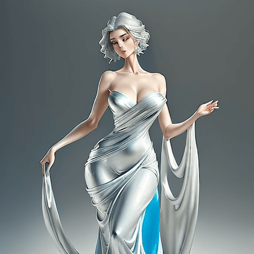 AI generated: The figure is of medium height, with a slender and graceful appearance. She wears a flowing silver g...