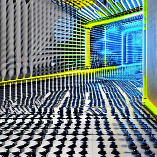 AI generated: walls from white plastic and in the center of the room is a scientific installation about AI looks l...