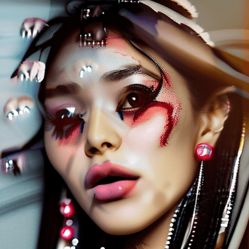 AI generated: professional styled detailed photo of a beautiful KOREAN girl with heavy makeup and jewelry and tone...