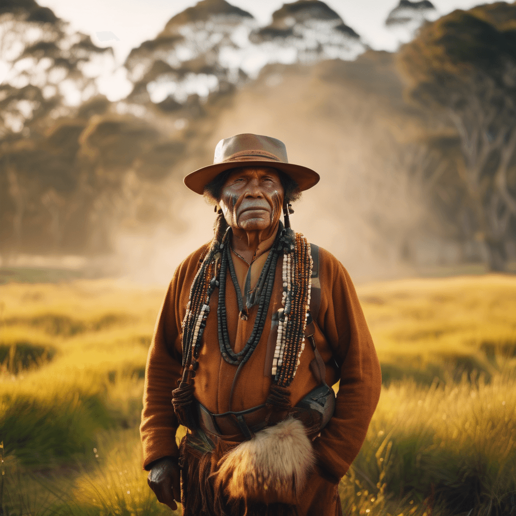 AI generated: A captivating image of an Indigenous Peoples of Australia pilot in a springtime setting, with vibran...