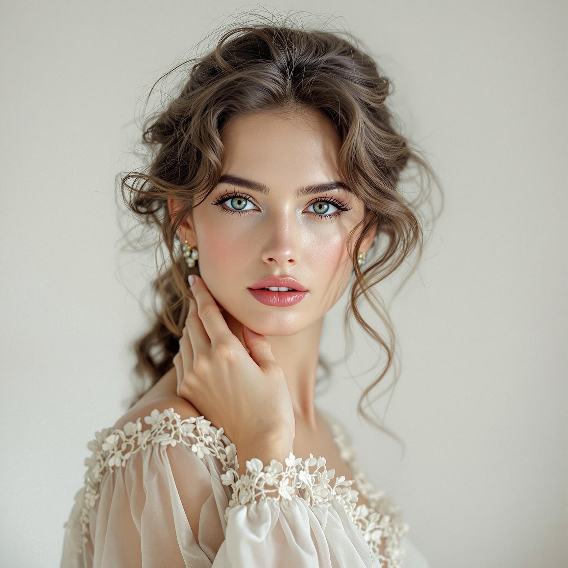 AI generated: Real photography, beautiful russian model, mid-20's, shot on a Canon EOS, in the style of Annie Leib...