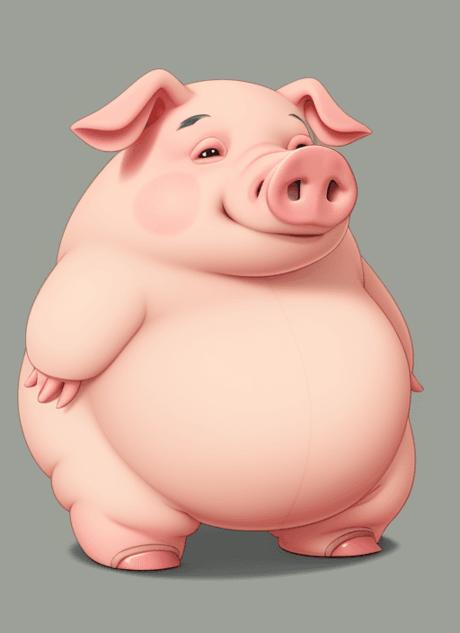 AI generated: Chubby character portrait of a pig