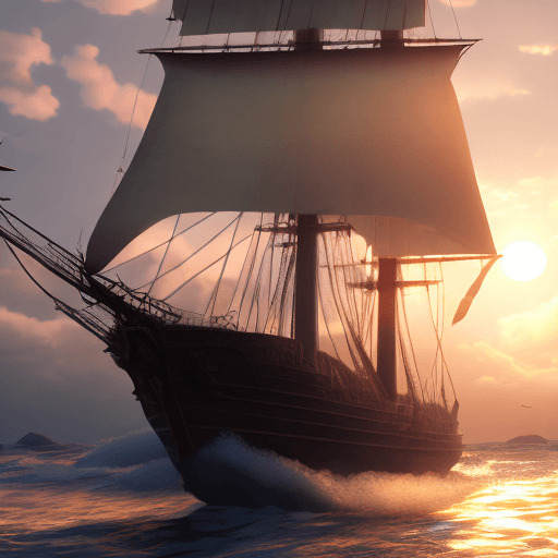 AI generated: Photo of a ultra realistic sailing ship, dramatic light, pale sunrise, cinematic lighting, battered,...