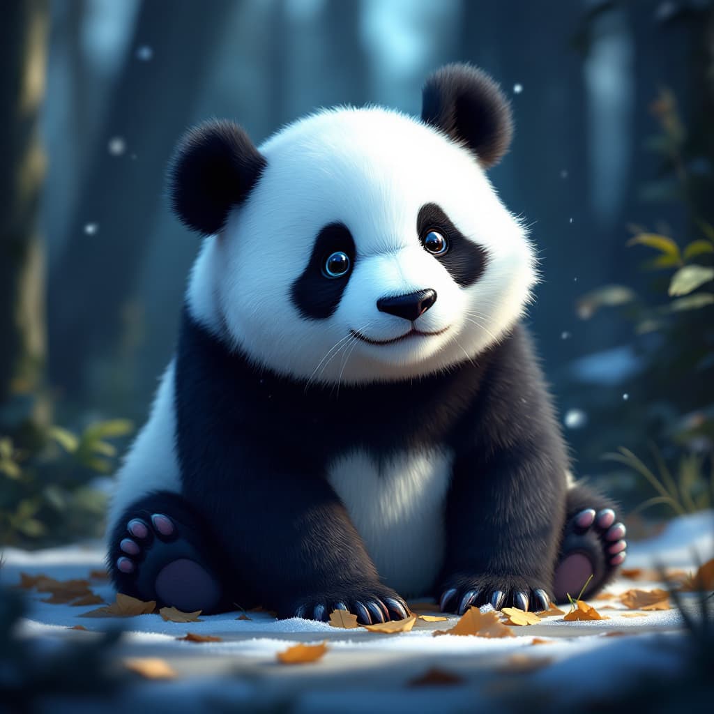 AI generated: Hyper realistic eye level exterior photo of a panda wallpaper, hd background, in the style of chiaro...