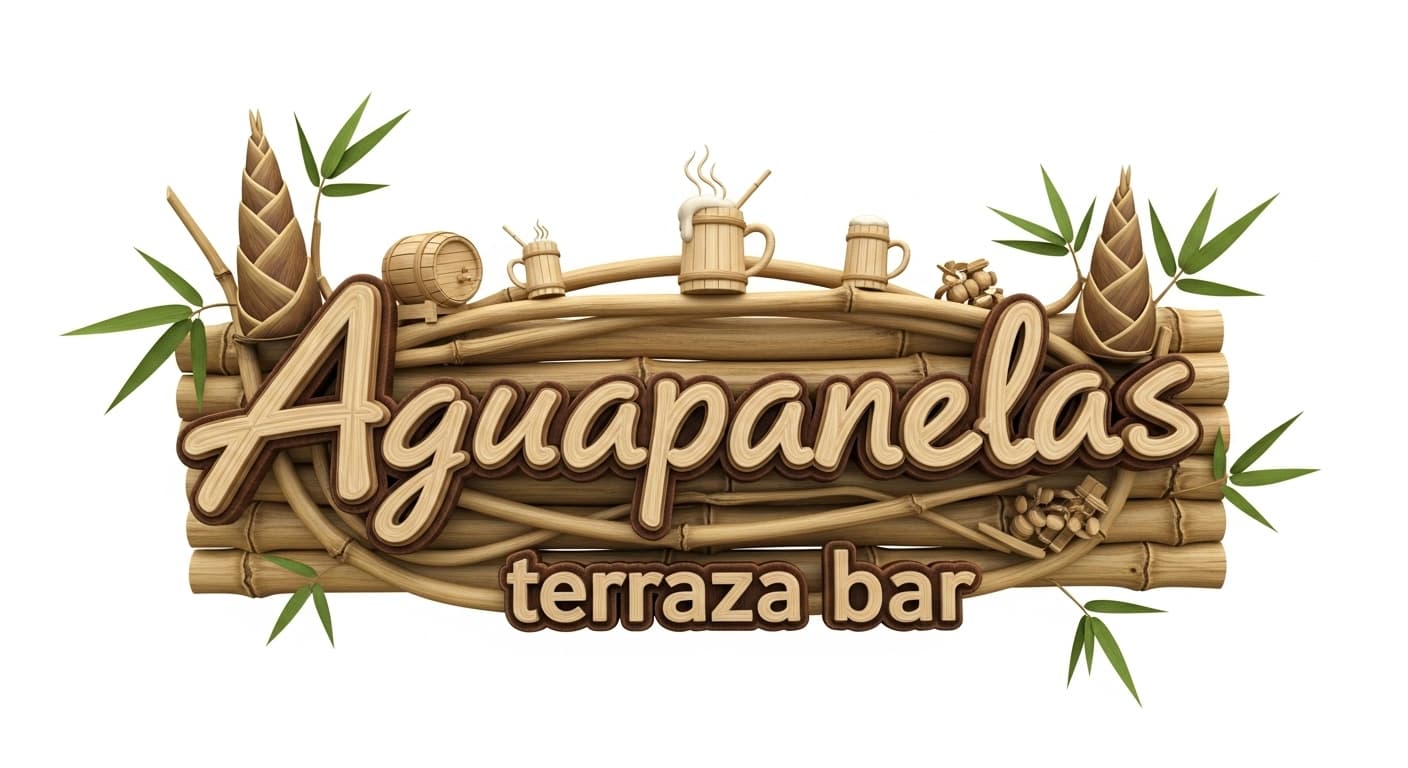 AI generated: puedes crear un logo en guadua que diga Aguapanelas terraza bar, algo novedoso, 4k, decoracion en ba...