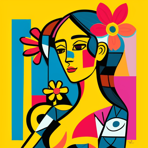 AI generated: commercial illustration of a woman dressed in flowers with flowers in her hair, in the style of cubi...