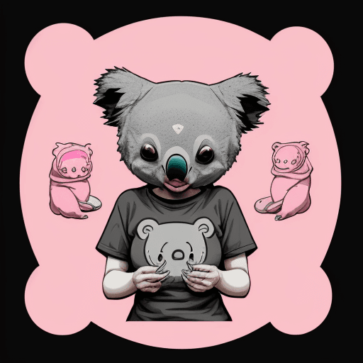 AI generated: A cute tshirt design, animal core, a adorable anime baker koala with a sweet subject, hd, 16lk, Psyc...