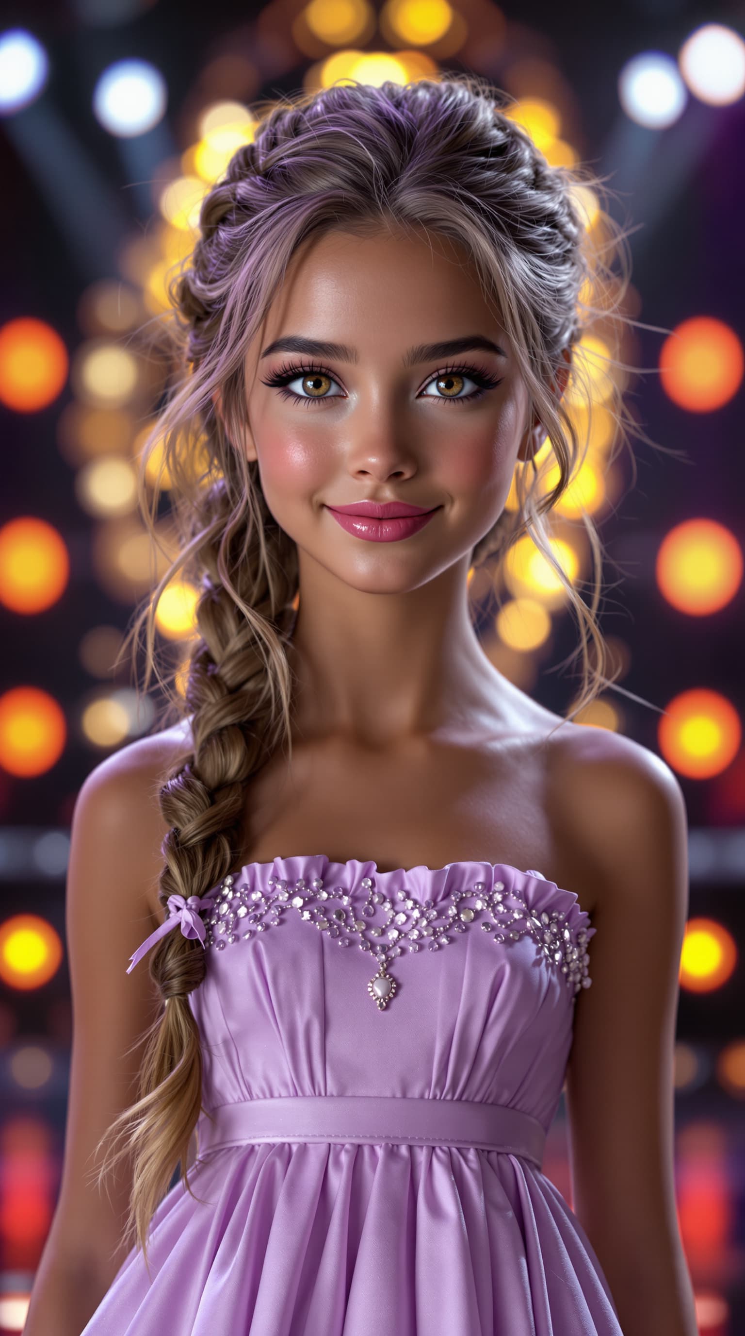 AI generated: A stunning professional photograph captures the world's most beautiful tween girl, Junior Miss Ameri...