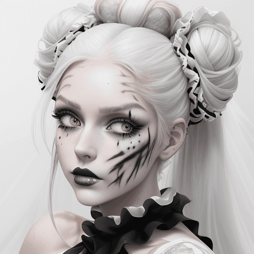AI generated: Create a vibrant airbrushed wet oil painting of a beautiful long blonde and white hair with long las...
