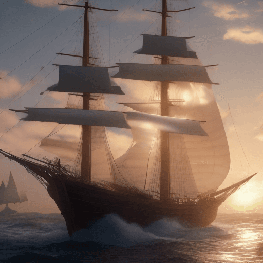 AI generated: Photo of a ultra realistic sailing ship, dramatic light, pale sunrise, cinematic lighting, battered,...