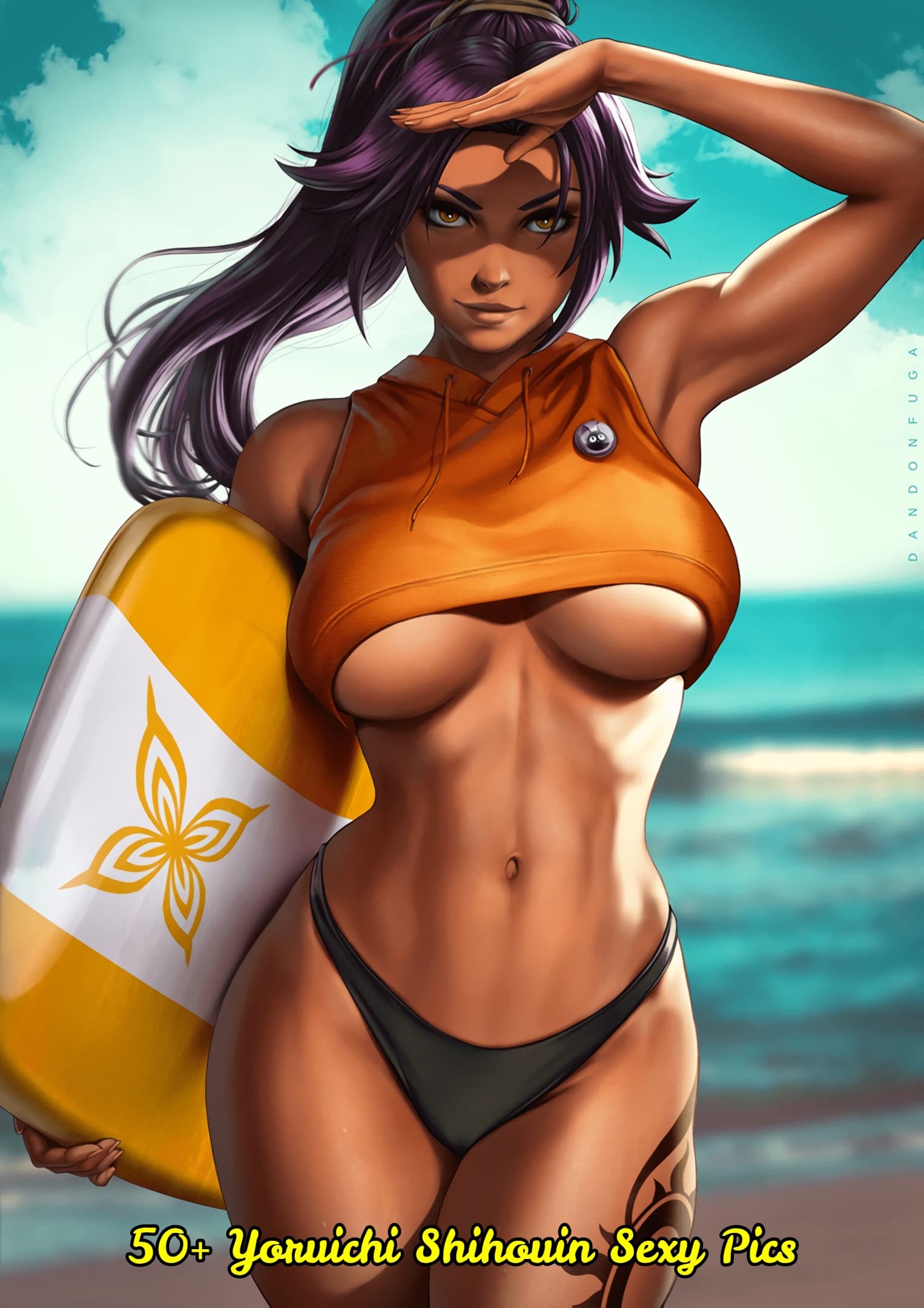 AI generated: yoruichi sexy school outift show your legs