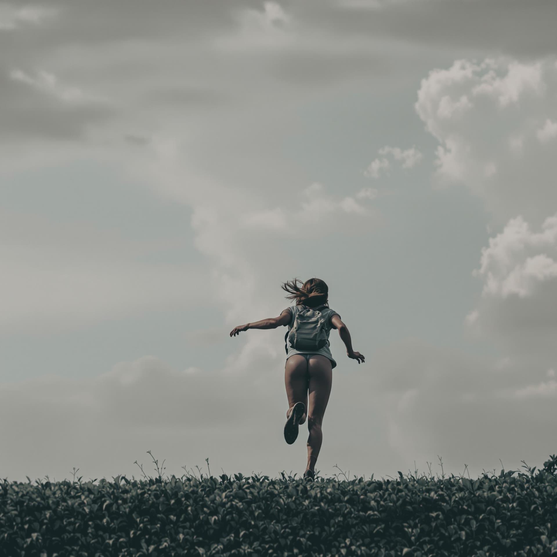 AI generated: a woman running towards the camera