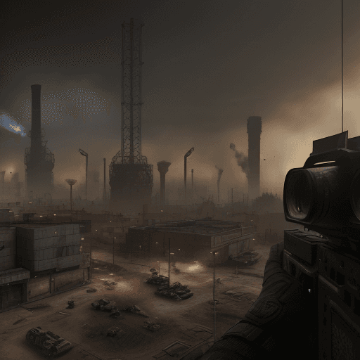 AI generated: A detailed photo of the Rust map (from Call of Duty: Modern Warfare) captured from an aerial perspec...