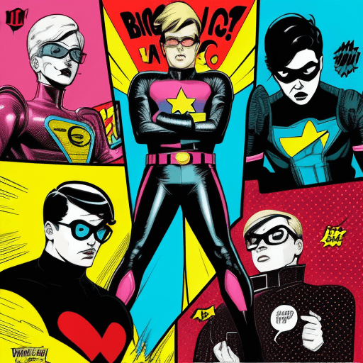 AI generated:  high contrast comic book style art, retro pop art, comic art, clean lines, bright colors --v 4 "I a...