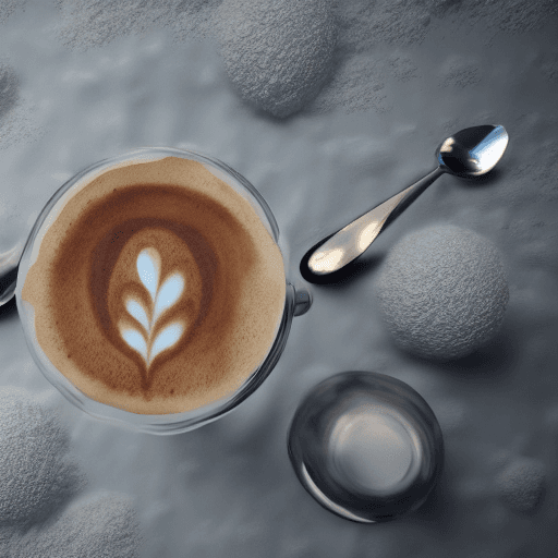 AI generated: caffè freddo con ghiaccio, sfondo realistico spiaggia estate, octane render, 8k
